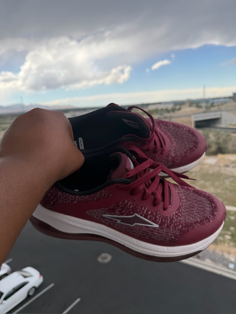 Avia Burgundy Knit Lace-Up Athletic Sneakers